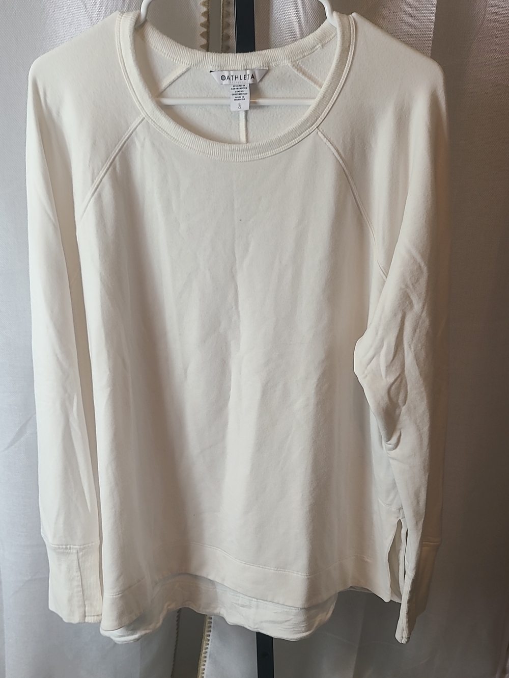 Athleta Coaster Luxe Recover Sweatshirt Ivory Cream Size L